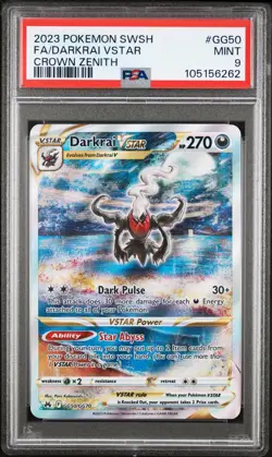 2023 POKEMON SWORD & SHIELD CROWN ZENITH #GG50 FULL ART/DARKRAI VSTAR PSA 9 - Image 1