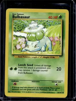 1999 Pokemon Unlimited Bulbasaur Common #44/102 - Image 1