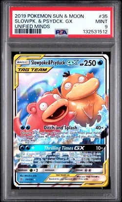 2019 POKEMON SUN & MOON UNIFIED MINDS #35 SLOWPOKE & PSYDUCK GX PSA 9 - Image 1