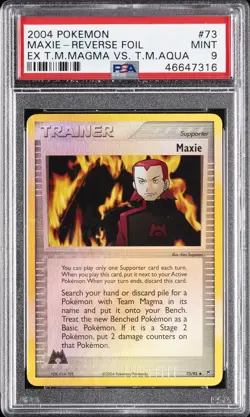 2004 POKEMON EX TEAM MAGMA VS TEAM AQUA #73 MAXIE-REVERSE FOIL PSA 9 - Image 1