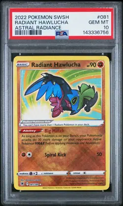2022 POKEMON SWORD & SHIELD ASTRAL RADIANCE #081 RADIANT HAWLUCHA PSA 10 - Image 1