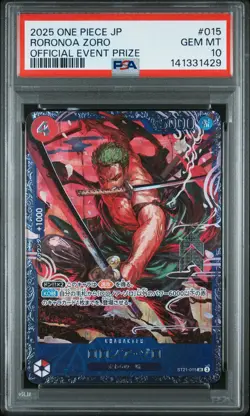 2025 ONE PIECE JPN PROMOS OFFICIAL EVENT PRIZE #015 RORONOA ZORO PSA 10 - Image 1