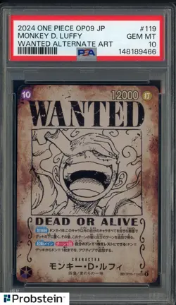2024 One Piece OP09 Japanese Wanted Alternate Art #119 Monkey D Luffy PSA 10 - Image 1