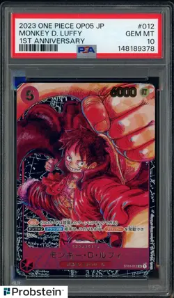 2023 One Piece OP05 Japanese 1st Anniversary #012 Monkey D. Luffy PSA 10 - Image 1