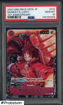 2023 One Piece OP05 Japanese 1st Anniversary #012 Monkey D. Luffy PSA 10 - Image 1