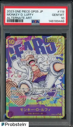 2023 One Piece OP05 JPN Alternate Art #119 Monkey D. Luffy PSA 10 GEM MINT - Image 1
