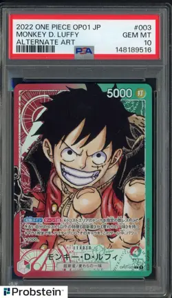 2022 One Piece OP-01 Alternate Art Japanese #003 Monkey D. Luffy PSA 10 GEM MINT - Image 1