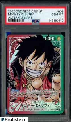 2022 One Piece OP-01 Alternate Art Japanese #003 Monkey D. Luffy PSA 10 GEM MINT - Image 1