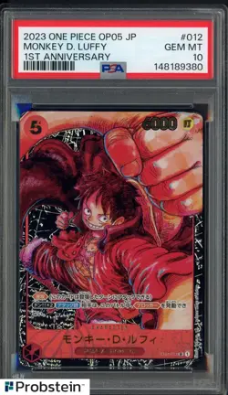 2023 One Piece OP05 Japanese 1st Anniversary #012 Monkey D. Luffy PSA 10 - Image 1