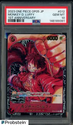 2023 One Piece OP05 Japanese 1st Anniversary #012 Monkey D. Luffy PSA 10 - Image 1