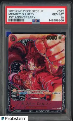 2023 One Piece OP05 Japanese 1st Anniversary #012 Monkey D. Luffy PSA 10 - Image 1