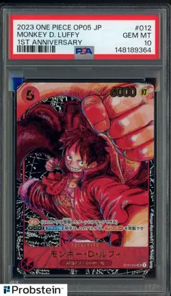 2023 One Piece OP05 Japanese 1st Anniversary #012 Monkey D. Luffy PSA 10 - Image 1