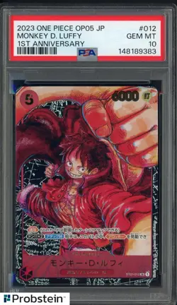 2023 One Piece OP05 Japanese 1st Anniversary #012 Monkey D. Luffy PSA 10 - Image 1