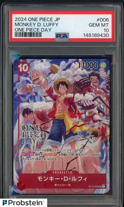 2025 One Piece Japanese One Piece Day #006 Monkey D Luffy PSA 10 GEM MINT - Image 1