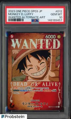 2023 One Piece OP3 JPN Wanted Alternate Art #012 Monkey D. Luffy PSA 10 GEM MINT - Image 1