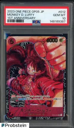 2023 One Piece OP05 Japanese 1st Anniversary #012 Monkey D. Luffy PSA 10 - Image 1