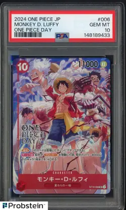 2025 One Piece Japanese One Piece Day #006 Monkey D Luffy PSA 10 GEM MINT - Image 1