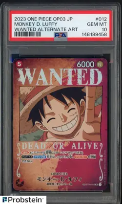 2023 One Piece OP3 JPN Wanted Alternate Art #012 Monkey D. Luffy PSA 10 GEM MINT - Image 1