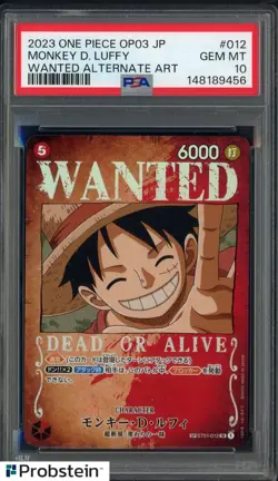 2023 One Piece OP3 JPN Wanted Alternate Art #012 Monkey D. Luffy PSA 10 GEM MINT - Image 1