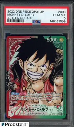 2022 One Piece OP-01 Alternate Art Japanese #003 Monkey D. Luffy PSA 10 GEM MINT - Image 1