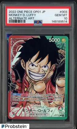 2022 One Piece OP-01 Alternate Art Japanese #003 Monkey D. Luffy PSA 10 GEM MINT - Image 1