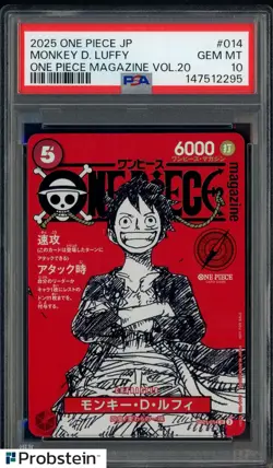 2025 ONE PIECE JPN PROMOS ONE PIECE MAGAZINE VOL.20 #014 MONKEY D. LUFFY PSA 10 - Image 1