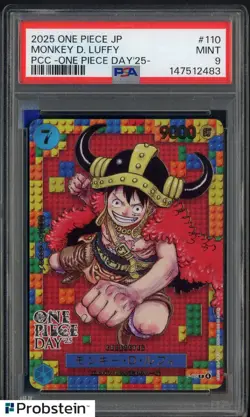 2025 One Piece JP PCC One Piece Day '25 #110 Monkey D. Luffy PSA 9 GEM MINT - Image 1