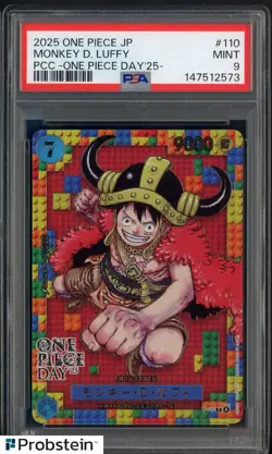 2025 One Piece JP PCC One Piece Day '25 #110 Monkey D. Luffy PSA 9 GEM MINT - Image 1
