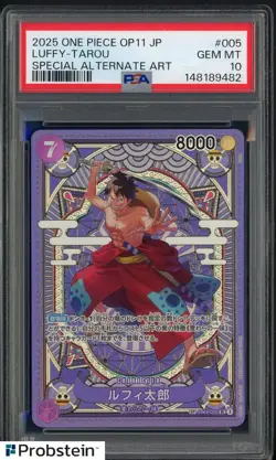 2025 One Piece OP11 JPN Special Alternate Art #005 Luffy-Tarou PSA 10 GEM MINT - Image 1