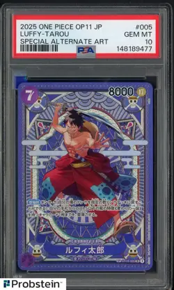 2025 One Piece OP11 JPN Special Alternate Art #005 Luffy-Tarou PSA 10 GEM MINT - Image 1