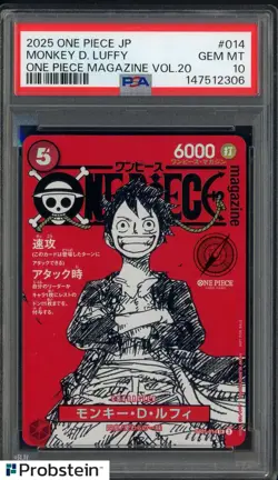 2025 ONE PIECE JPN PROMOS ONE PIECE MAGAZINE VOL.20 #014 MONKEY D. LUFFY PSA 10 - Image 1