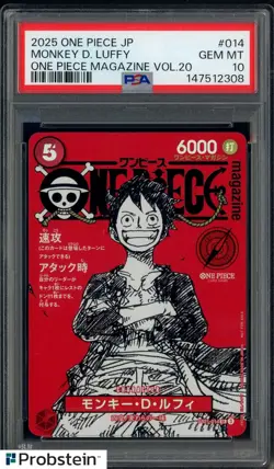 2025 ONE PIECE JPN PROMOS ONE PIECE MAGAZINE VOL.20 #014 MONKEY D. LUFFY PSA 10 - Image 1