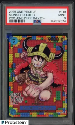 2025 One Piece JP PCC One Piece Day '25 #110 Monkey D. Luffy PSA 9 GEM MINT - Image 1
