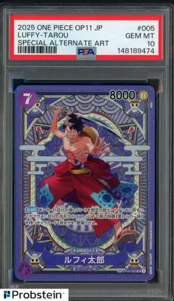 2025 One Piece OP11 JPN Special Alternate Art #005 Luffy-Tarou PSA 10 GEM MINT - Image 1