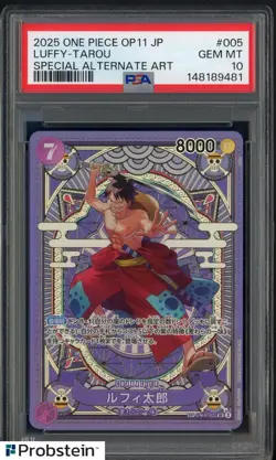 2025 One Piece OP11 JPN Special Alternate Art #005 Luffy-Tarou PSA 10 GEM MINT - Image 1