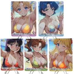5×Sailor Moon Doujin Card bikini Goddess Waifu ACG Custom textured DIY - Image 1
