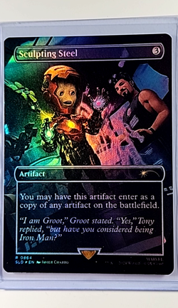 MTG Magic the Gathering Secret Lair Foil 864 Sculpting Steel Iron Man / Groot - Image 1