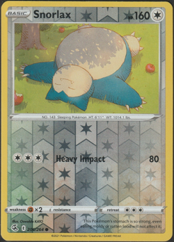 Snorlax Reverse Holo Common – SWSH08: Fusion Strike #206/264 Pokemon TCG - Image 1