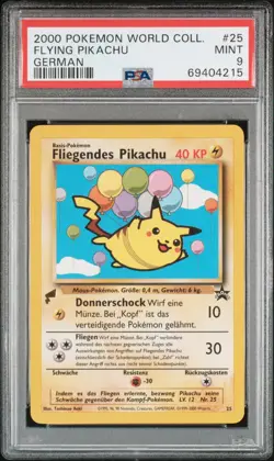2000 POKEMON PIKACHU WORLD COLLECTION GERMAN #25 FLYING PIKACHU PSA 9 - Image 1