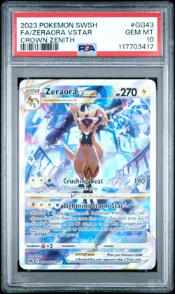 2023 POKEMON SWORD & SHIELD CROWN ZENITH #GG43 FULL ART/ZERAORA VSTAR PSA 10 - Image 1
