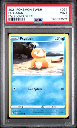 2021 POKEMON SWORD & SHIELD EVOLVING SKIES #024 PSYDUCK PSA 9 - Image 1