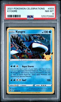 2021 POKEMON CELEBRATIONS #003 KYOGRE PSA 8 - Image 1