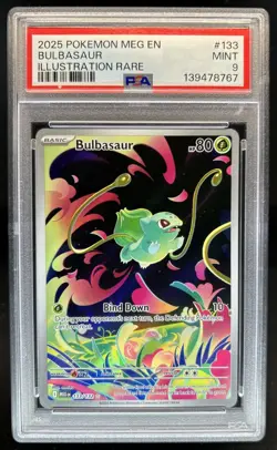 2025 Pokemon Mega Evolution Bulbasaur Illustration Rare #133/132 PSA 9 - Image 1