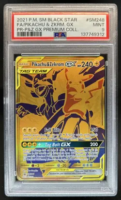 2016-19 Pokemon SM Black Star Promos Pikachu & Zekrom Tag Team #SM248 PSA 9 - Image 1