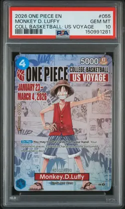 2026 ONE PIECE PROMOS ONE PIECE COLLEGE BK: US VOYAGE MONKEY D. LUFFY PSA 10 - Image 1