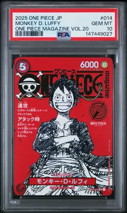 2025 ONE PIECE JPN PROMOS ONE PIECE MAGAZINE VOL.20 #014 MONKEY D. LUFFY PSA 10 - Image 1
