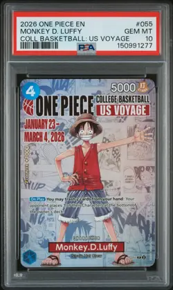 2026 ONE PIECE PROMOS ONE PIECE COLLEGE BK: US VOYAGE MONKEY D. LUFFY PSA 10 - Image 1