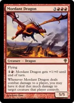 1 x Mordant Dragon - Foil - Worldwake - Moderate Play - MTG - Image 1