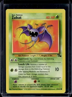 1999 Pokemon Fossil Zubat #57/62 - Image 1