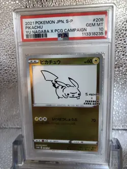PSA 10 Pikachu 208/S-P Pokemon S Promo Japanese 2021 Yu Nagaba X Pcg Campaign - Image 2